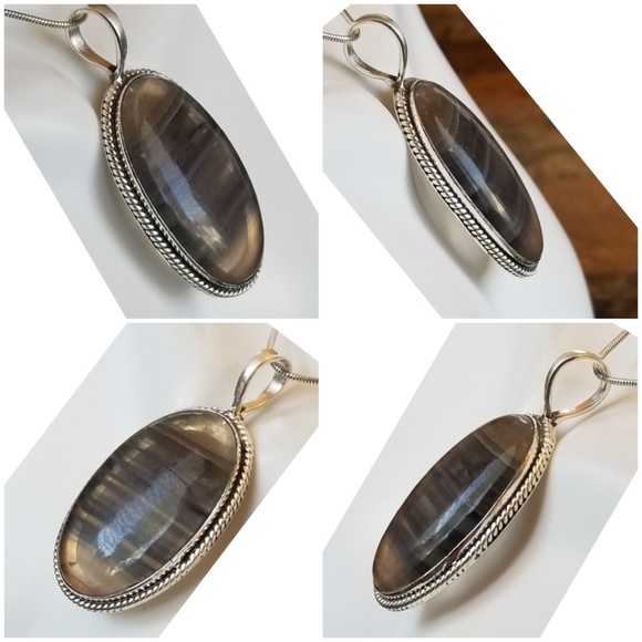 Genuine, Huge Natural Fluorite Pendant size 2" - Picture 4 of 5